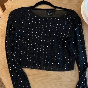 Forever 21 Black and White Polka Dot Crop Top